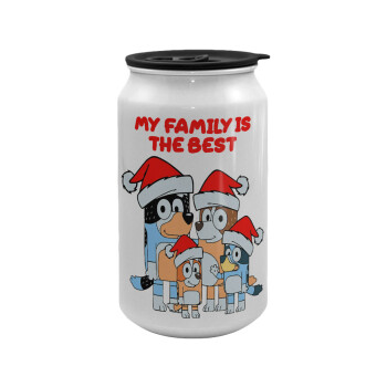 Bluey xmas family, Κούπα ταξιδιού μεταλλική με καπάκι (tin-can) 500ml