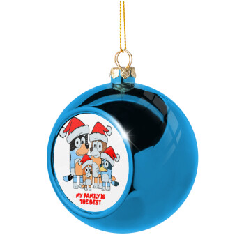 Bluey xmas family, Χριστουγεννιάτικη μπάλα δένδρου Μπλε 8cm