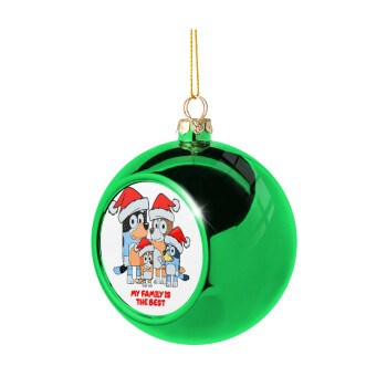 Bluey xmas family, Χριστουγεννιάτικη μπάλα δένδρου Πράσινη 8cm