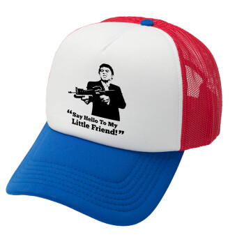 Scarface, Καπέλο Ενηλίκων Soft Trucker με Δίχτυ Red/Blue/White (POLYESTER, ΕΝΗΛΙΚΩΝ, UNISEX, ONE SIZE)