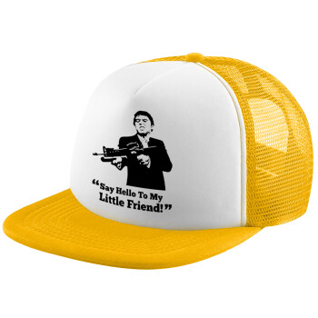 Scarface, Καπέλο Soft Trucker με Δίχτυ Κίτρινο/White 