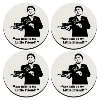 Scarface, SET of 4 round wooden coasters (9cm)