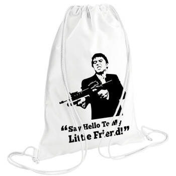 Scarface, Τσάντα πλάτης πουγκί GYMBAG λευκή (28x40cm)