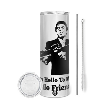Scarface, Eco friendly stainless steel tumbler 600ml, with metal straw & cleaning brush
