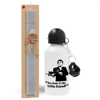 Scarface, Easter Set, metallic aluminum water bottle (500ml) & aromatic flat Easter candle (30cm) (GRAY)