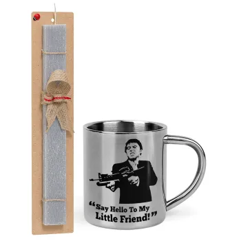 Scarface, Easter Set, metallic thermal cup (300ml) & Easter aromatic flat candle (30cm) (GRAY)