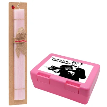 Scarface, Easter Set, children's snack container PINK & scented flat Easter candle (30cm) (PINK)