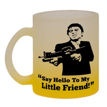 Scarface, Κούπα γυάλινη δίχρωμη με βάση το κίτρινο ματ, 330ml