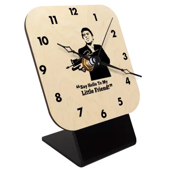 Scarface, Quartz Table clock in natural wood (10cm)