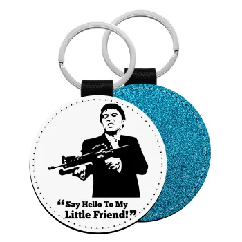 Scarface, Μπρελόκ Δερματίνη, στρογγυλό ΜΠΛΕ (5cm)