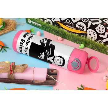 Scarface, Πασχαλινή Λαμπάδα με Παιδικό παγούρι θερμό, ανοξείδωτο, με καλαμάκι ασφαλείας, ΡΟΖ (500ml)