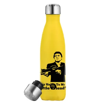 Scarface, Μεταλλικό παγούρι θερμός Κίτρινος (Stainless steel), διπλού τοιχώματος, 500ml