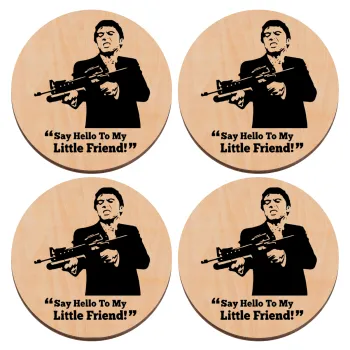 Scarface, ΣΕΤ x4 Σουβέρ ξύλινα στρογγυλά plywood (9cm)