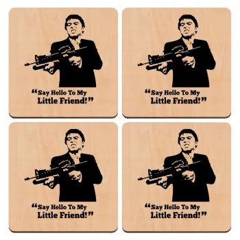 Scarface, ΣΕΤ x4 Σουβέρ ξύλινα τετράγωνα plywood (9cm)