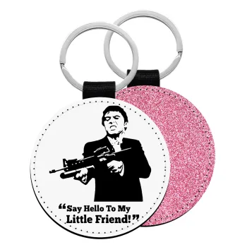 Scarface, Μπρελόκ Δερματίνη, στρογγυλό ΡΟΖ (5cm)