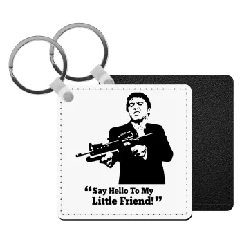 Scarface, Μπρελόκ Δερματίνη, τετράγωνο ΜΑΥΡΟ (5x5cm)