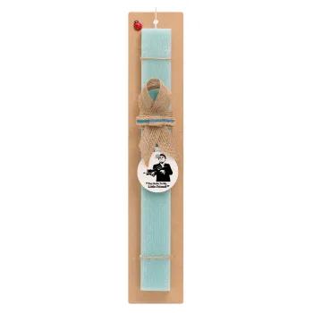 Scarface, Easter Set, wooden keychain & aromatic flat Easter candle (30cm) (TURQUOISE)