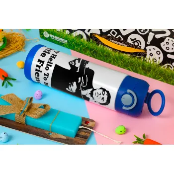 Scarface, Πασχαλινή Λαμπάδα με Παιδικό παγούρι θερμό, ανοξείδωτο, με καλαμάκι ασφαλείας, ΜΠΛΕ (500ml)