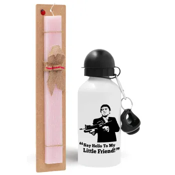 Scarface, Easter Set, metallic aluminum bottle (500ml) & aromatic flat Easter candle (30cm) (PINK)