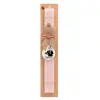 Easter Set, wooden keychain & scented flat Easter candle (30cm) (PINK)