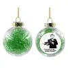 Στολίδι Χριστουγεννιάτικη μπάλα δένδρου διάφανη με πράσινο γέμισμα 8cm