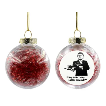 Scarface, Transparent Christmas tree ball ornament with red filling 8cm