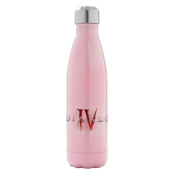 Diablo iv, Μεταλλικό παγούρι θερμός Ροζ Ιριδίζον (Stainless steel), διπλού τοιχώματος, 500ml