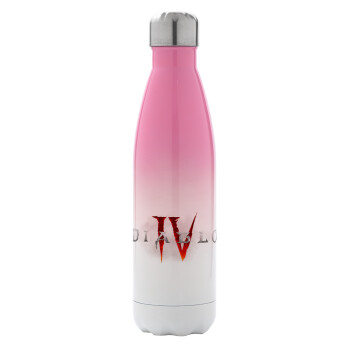 Diablo iv, Μεταλλικό παγούρι θερμός Ροζ/Λευκό (Stainless steel), διπλού τοιχώματος, 500ml