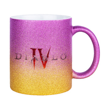 Diablo iv, Κούπα Χρυσή/Ροζ Glitter, κεραμική, 330ml