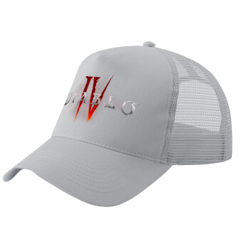 Diablo iv, Adult Structured Trucker Hat, with Mesh, GRAY (100% COTTON, ADULT, UNISEX, ONE SIZE)