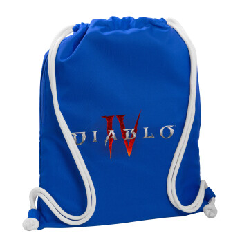 Diablo iv, Τσάντα πλάτης πουγκί GYMBAG Μπλε, με τσέπη (40x48cm) & χονδρά κορδόνια