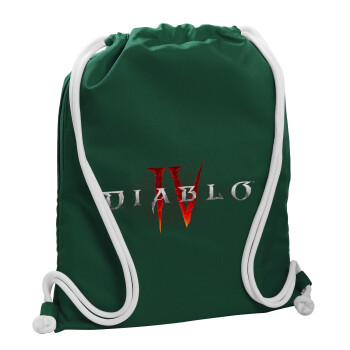 Diablo iv, Τσάντα πλάτης πουγκί GYMBAG BOTTLE GREEN, με τσέπη (40x48cm) & χονδρά λευκά κορδόνια