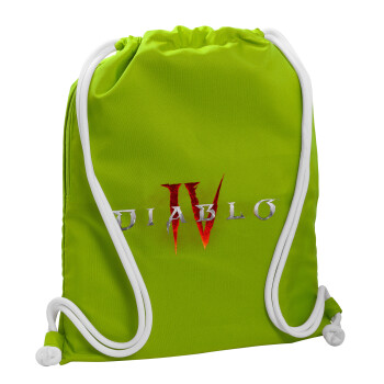 Diablo iv, Τσάντα πλάτης πουγκί GYMBAG LIME GREEN, με τσέπη (40x48cm) & χονδρά κορδόνια