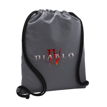 Diablo iv, Backpack pouch GYMBAG GREY, with pocket (40x48cm) & thick cords