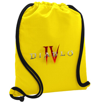 Diablo iv, Τσάντα πλάτης πουγκί GYMBAG Κίτρινη, με τσέπη (40x48cm) & χονδρά κορδόνια