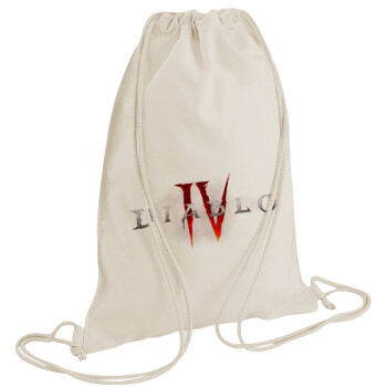 Diablo iv, Backpack bag GYMBAG natural (28x40cm)