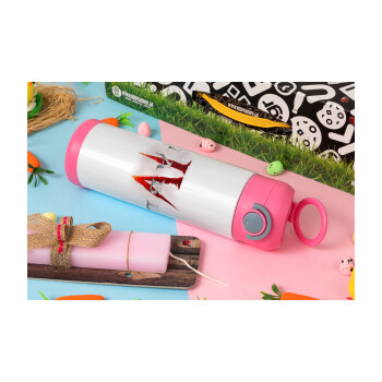 Diablo iv, Easter candle, Childrens hot water bottle, stainless steel, with safety straw, PINK (500ml)