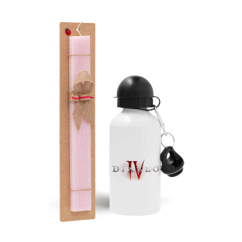 Diablo iv, Easter Set, metallic aluminum bottle (500ml) & aromatic flat Easter candle (30cm) (PINK)