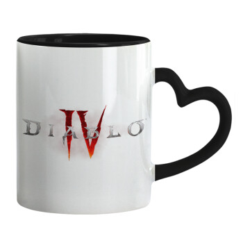 Diablo iv, Mug heart black handle, ceramic, 330ml