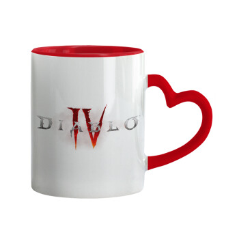 Diablo iv, Mug heart red handle, ceramic, 330ml