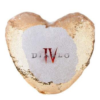 Diablo iv, Μαξιλάρι καναπέ καρδιά Μαγικό Χρυσό με πούλιες 40x40cm περιέχεται το  γέμισμα