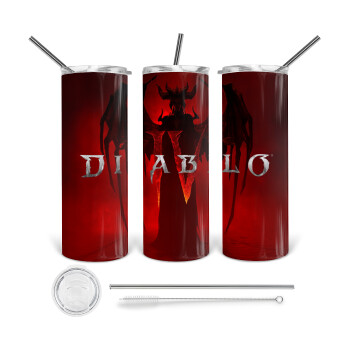 Diablo iv, Tumbler stainless steel 600ml, with metal straw & cleaning brush