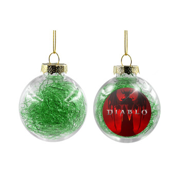 Diablo iv, Transparent Christmas tree ball ornament with green filling 8cm