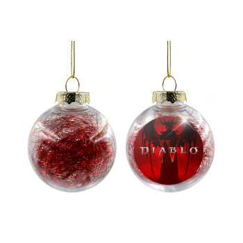 Diablo iv, Transparent Christmas tree ball ornament with red filling 8cm