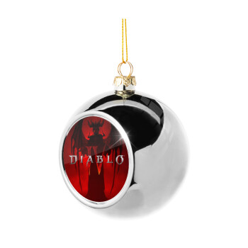 Diablo iv, Silver 8cm Christmas tree ball ornament
