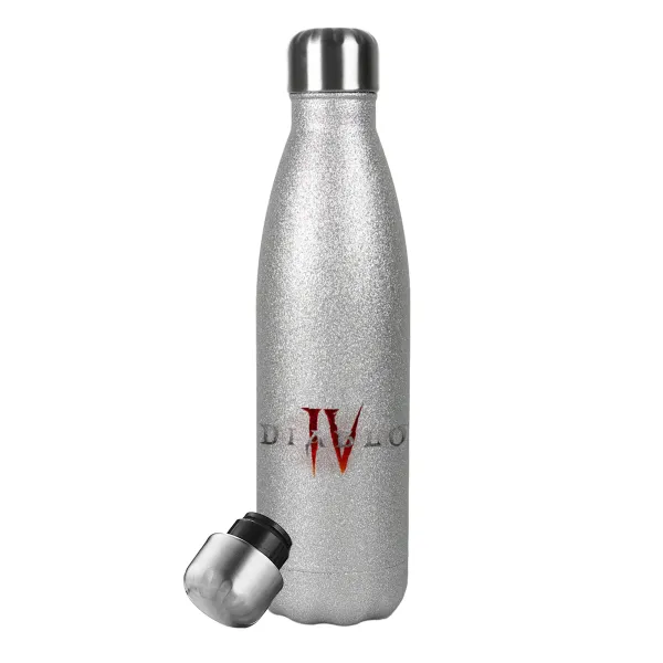 Diablo iv — Metallic Glitter Silver Thermos Flask (Stainless steel), double-walled, 500ml