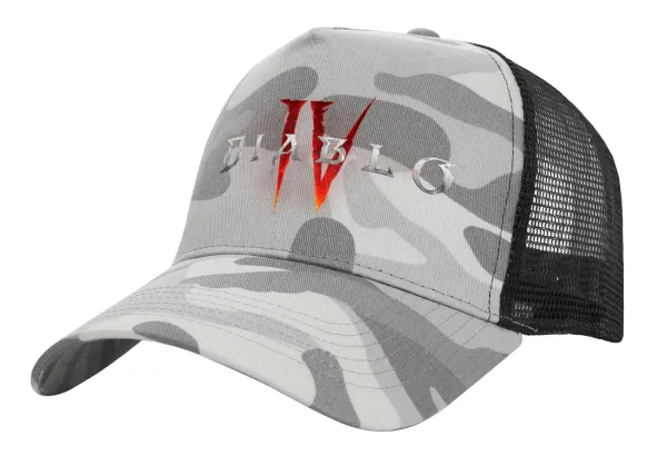 Diablo iv — Adult Structured Trucker Hat, with Mesh, (Camouflage) Army Camo (100% COTTON, ADULT, UNISEX, ONE SIZE)
