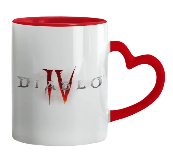 Diablo iv — Mug heart red handle, ceramic, 330ml