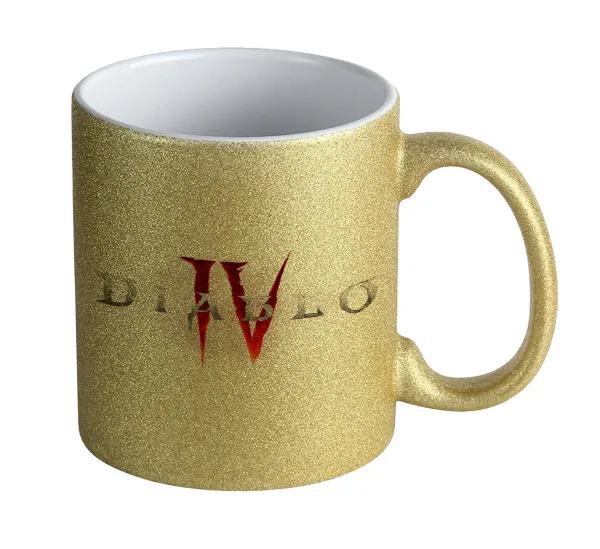 Diablo iv — Gold glitter mug that sparkles, ceramic, 330ml