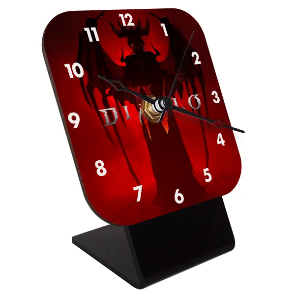 Diablo iv — Quartz Wooden table clock with hands (10cm)